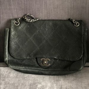 Chanel outdoor Ligne Flap Bag Quilted Caviar